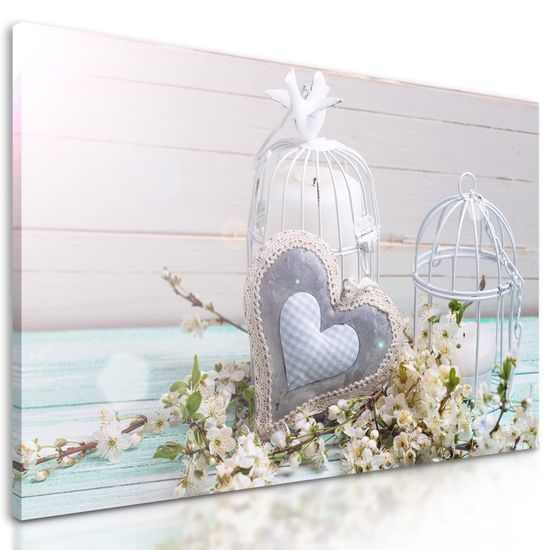 Obraz zátiší se srdíčkem ve vintage stylu