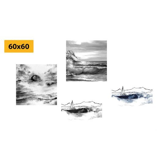 Set obrazů abstraktní zobrazení moře