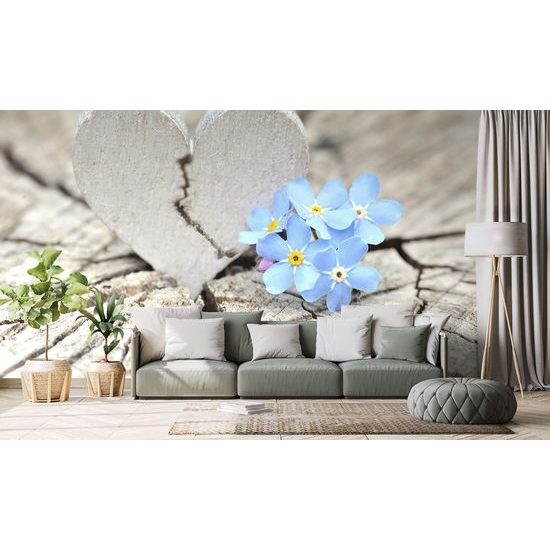 Samolepící tapeta malebné srdíčko na pařezu