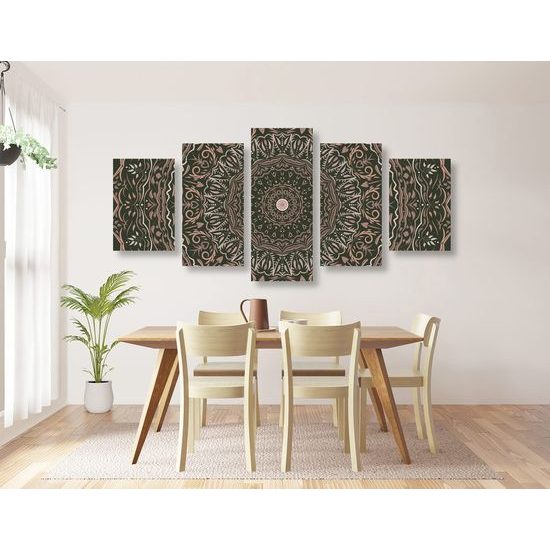 5-dílný obraz uklidňující Mandala