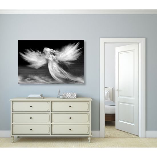 Obraz černobílý fascinující oblak anděla