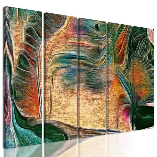 5-dílný obraz abstrakce v psychedelickém provedení