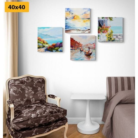 Set obrazů nádherná malovaná krajina