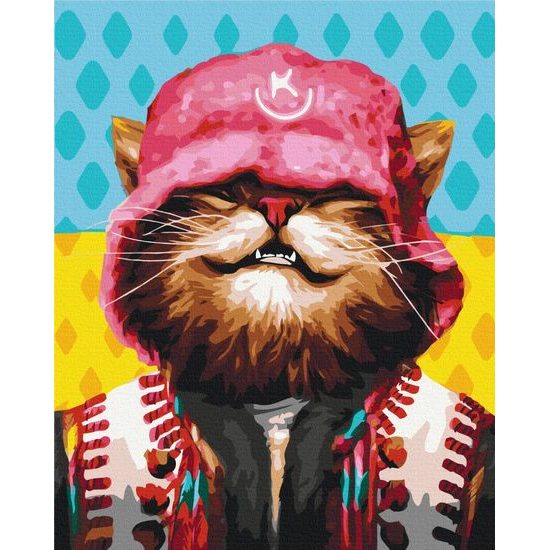 Malování podle čísel stylová kočka s kloboukem