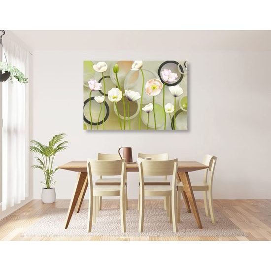 Obraz květiny bílého máku s abstraktním pozadím