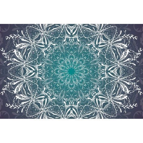 Tapeta Mandala v modro-zeleném provedení