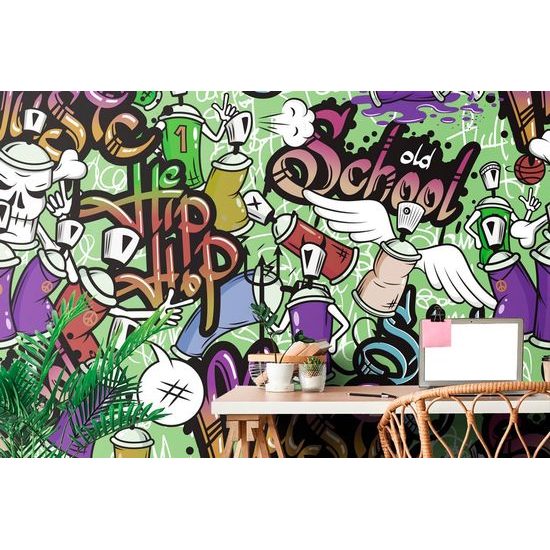 Tapeta moderní street art v zeleném provedení