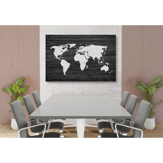 Obraz černobílá mapa světa v moderním provedení