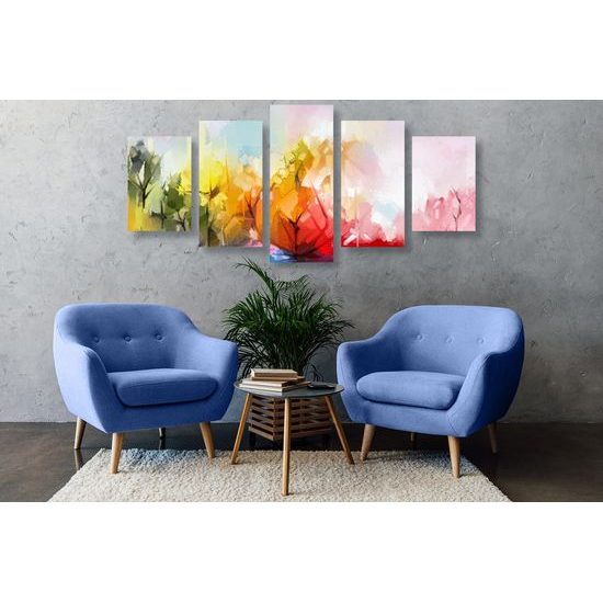 5-dílný obraz abstraktní zobrazení přírody