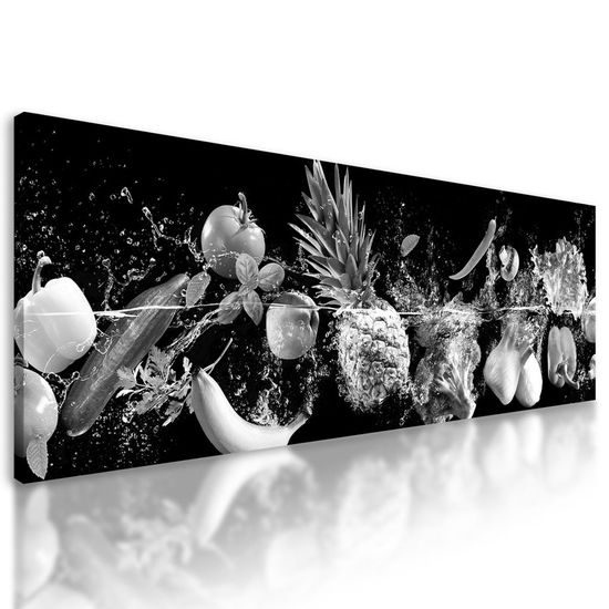 Obraz černobílé ovoce ve vodě
