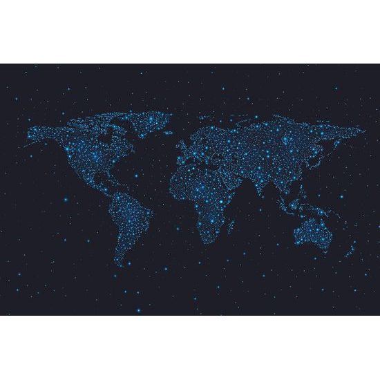 Samolepící tapeta mapa světa na noční obloze