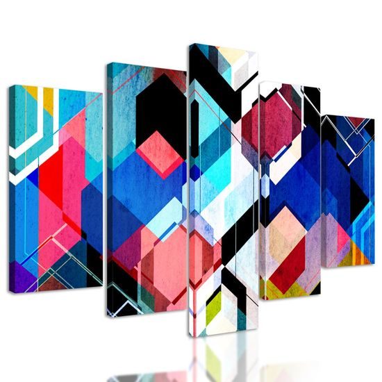 5-dílný obraz futuristická abstrakce tvarů