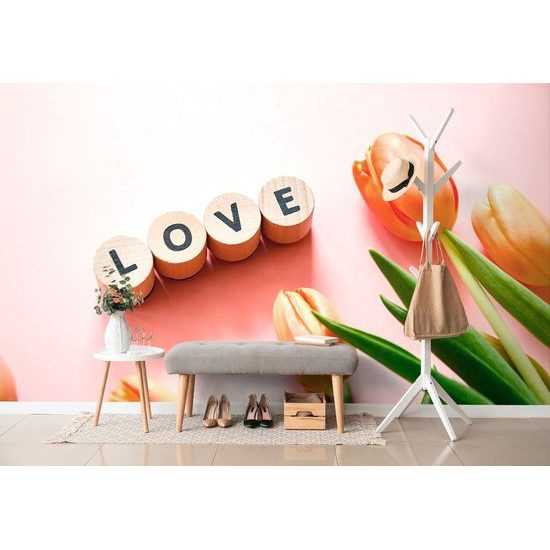 Samolepící fototapeta minimalistické zátiší s tulipány