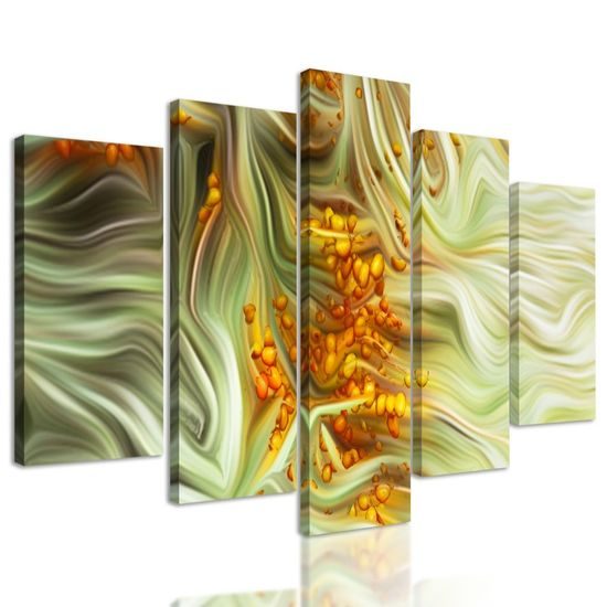 5-dílný obraz výjimečný rakytník v abstraktním provedení