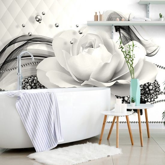 Samolepící tapeta černobílá půvabná růže v elegantním provedení
