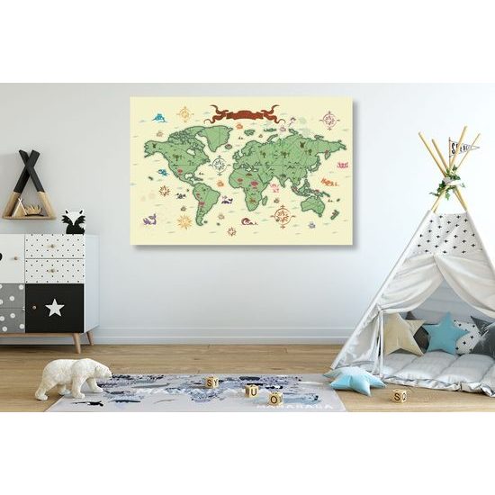 Obraz na korku pohádková mapa světa
