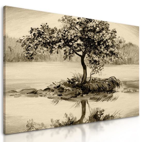 Obraz samotná třešeň v sépiovém provedení