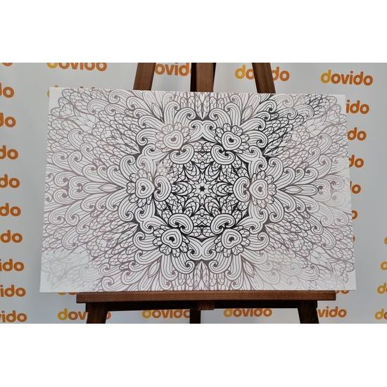 Obraz umělecká Mandala v černobílém provedení