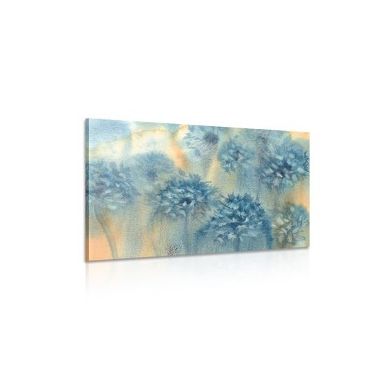 Obraz akvarelová malba pampelišky v odstínech modré