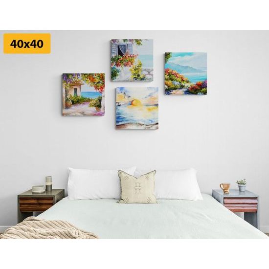 Set obrazov idylický život pri mori