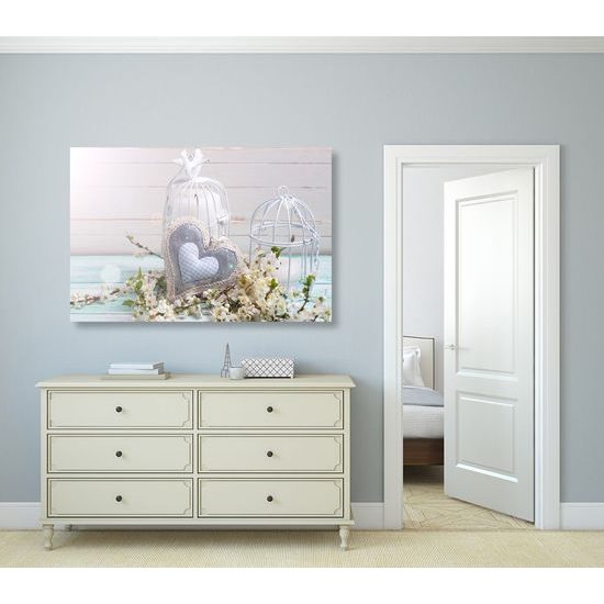 Obraz zátiší se srdíčkem ve vintage stylu