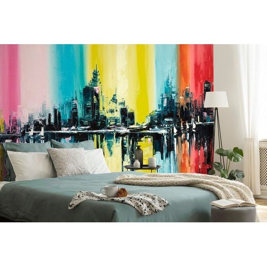 Samolepící tapeta pestrobarevná malba města