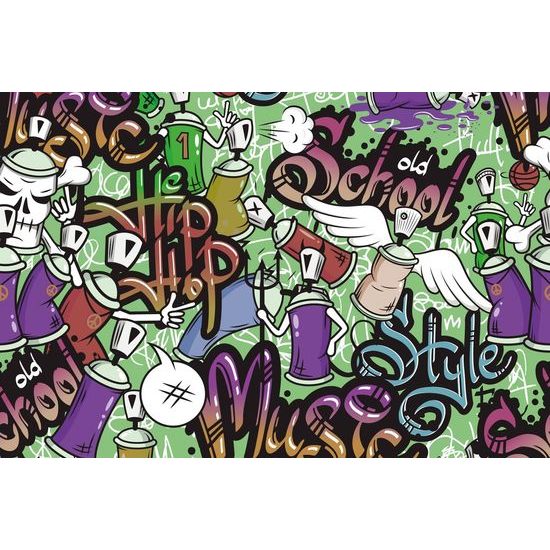 Samolepící tapeta moderní street art v zeleném provedení