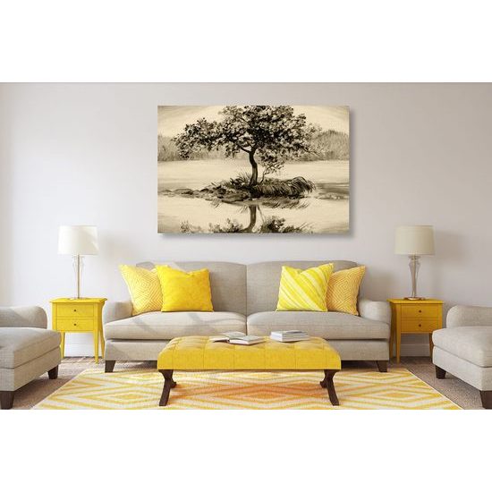 Obraz samotná třešeň v sépiovém provedení