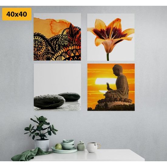 Set obrazů Feng Shui v oranžových barvách