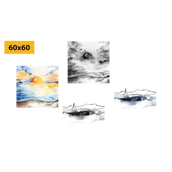 Set obrazů krásné olejomalby moře