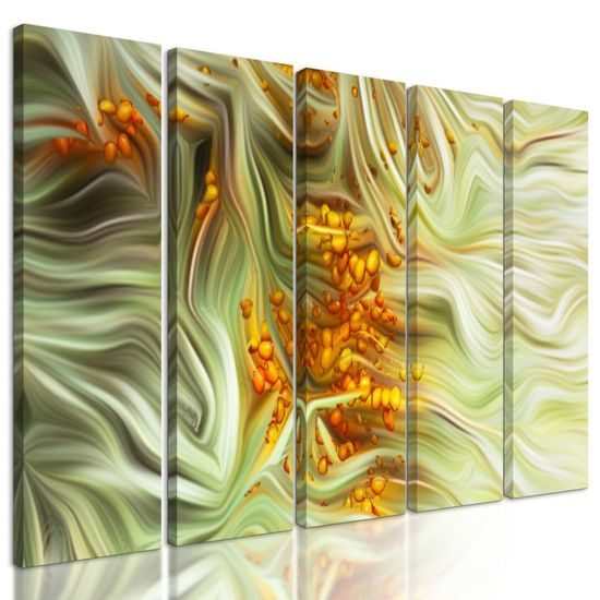 5-dílný obraz rakytník v abstraktním provedení