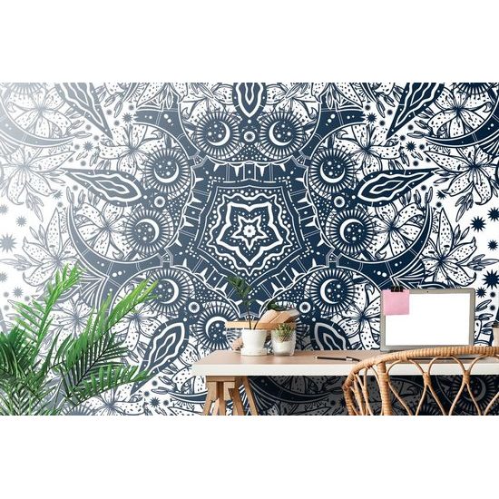 Samolepící tapeta umělecká abstrakce v modrém provedení