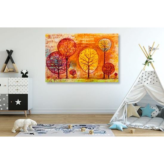 Obraz neobvyklé stromy v odstínech oranžové