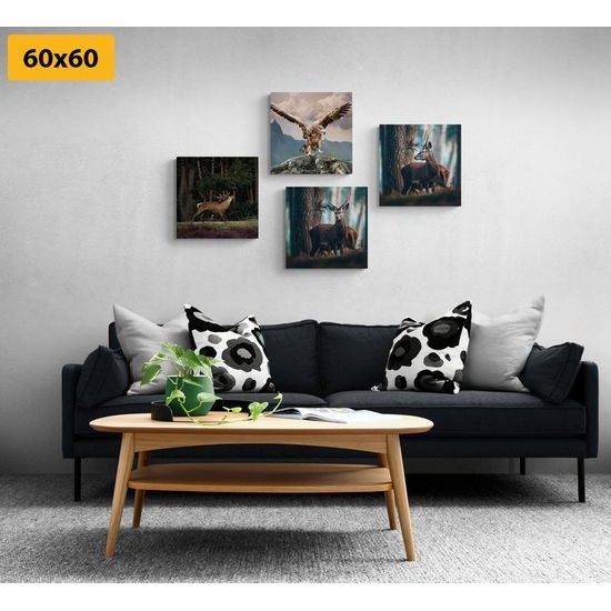 Set obrazů majestátní lesní zvířata