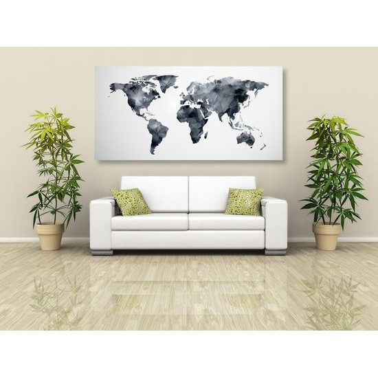 Obraz na korku černobílá mapa světa tvořená polygony