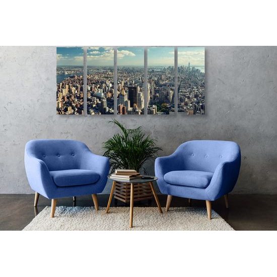 5-dílný obraz letecký pohled na okouzlující New York
