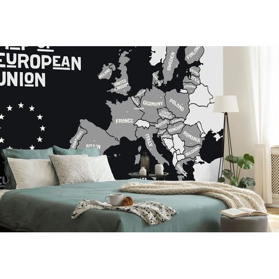 Tapeta černobílá mapa Evropské unie v moderním provedení