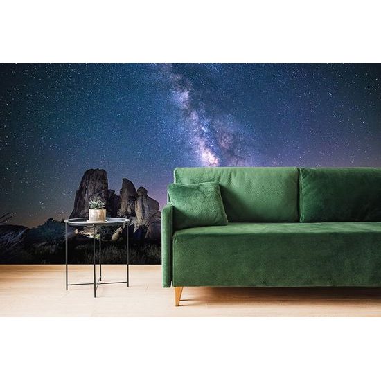 Samolepící tapeta mléčná dráha nad skalami