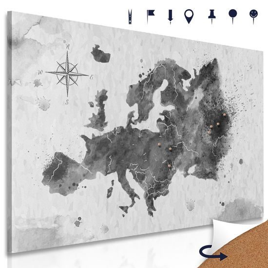 Obraz na korku šedá mapa Evropy s retro nádechem