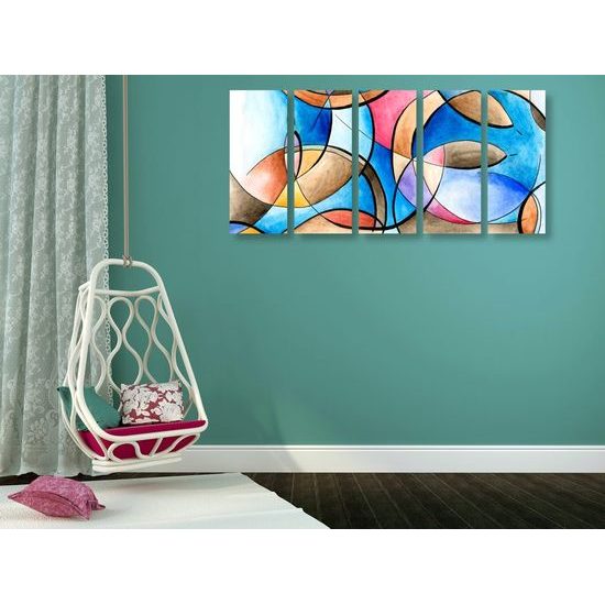 5-dílný obraz abstraktní zobrazení tvarů