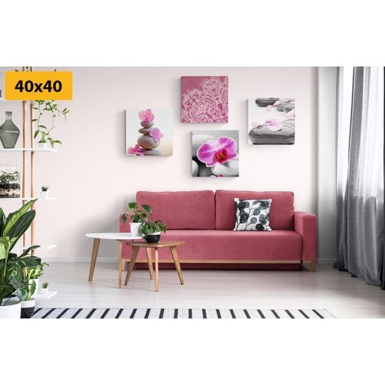 Set obrazů orchidej na pravidelných kamenech