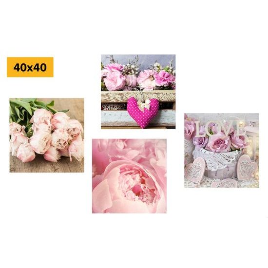 Set obrazů květiny v romantickém provedení