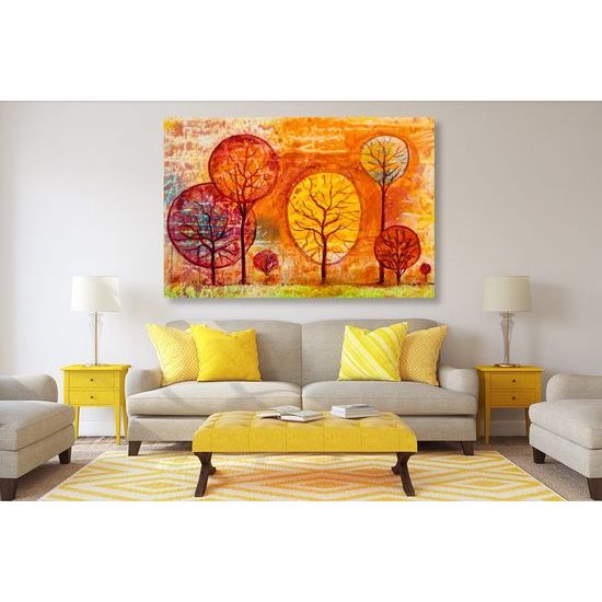 Obraz neobvyklé stromy v odstínech oranžové
