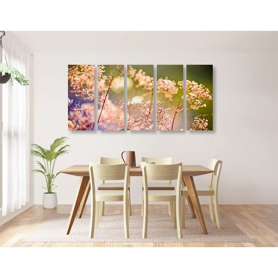 5-dílný obraz nádherné květiny