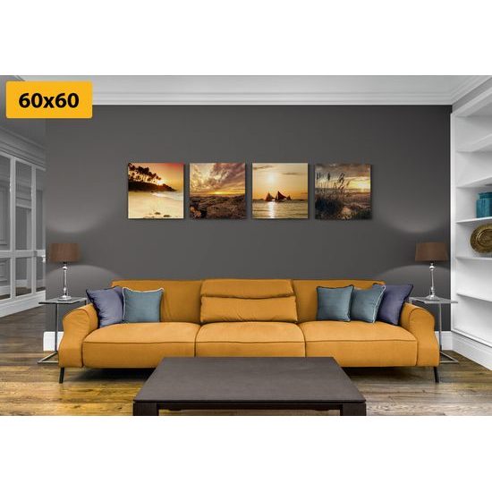 Set obrazů magické západy slunce