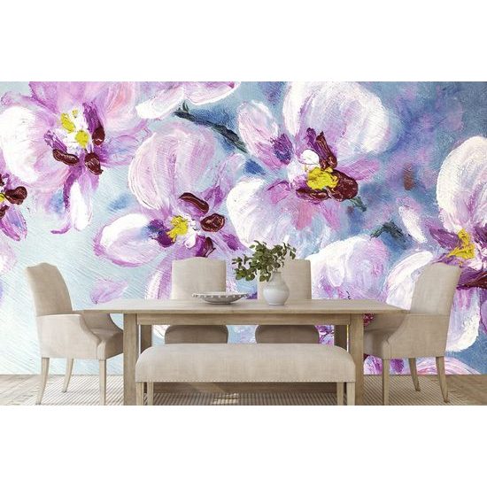 Samolepící tapeta něžné květiny v odstínech fialové
