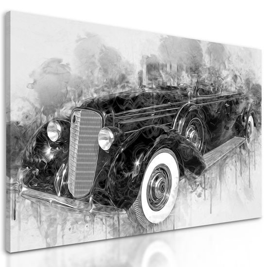 Obraz abstraktní auto v černobílém provedení