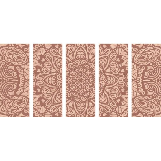 5-dílný obraz nádherná vzorovaná Mandala