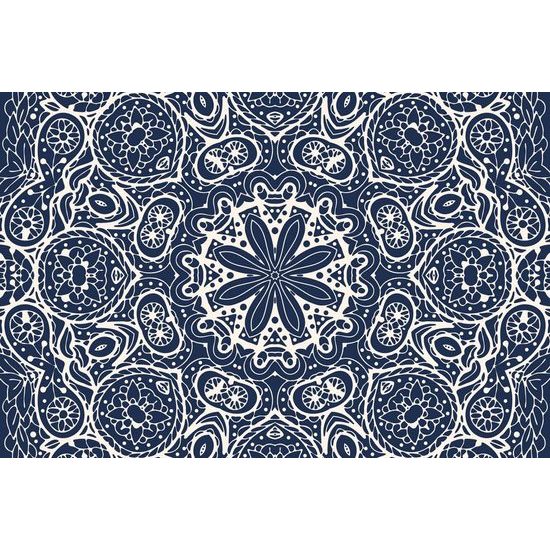 Samolepící tapeta Mandala v tmavě modrém stylu