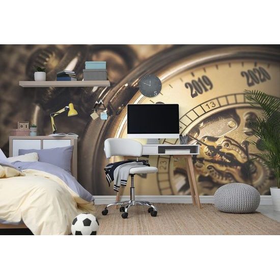 Neobyčejná samolepící fototapeta zlaté kapesní hodinky